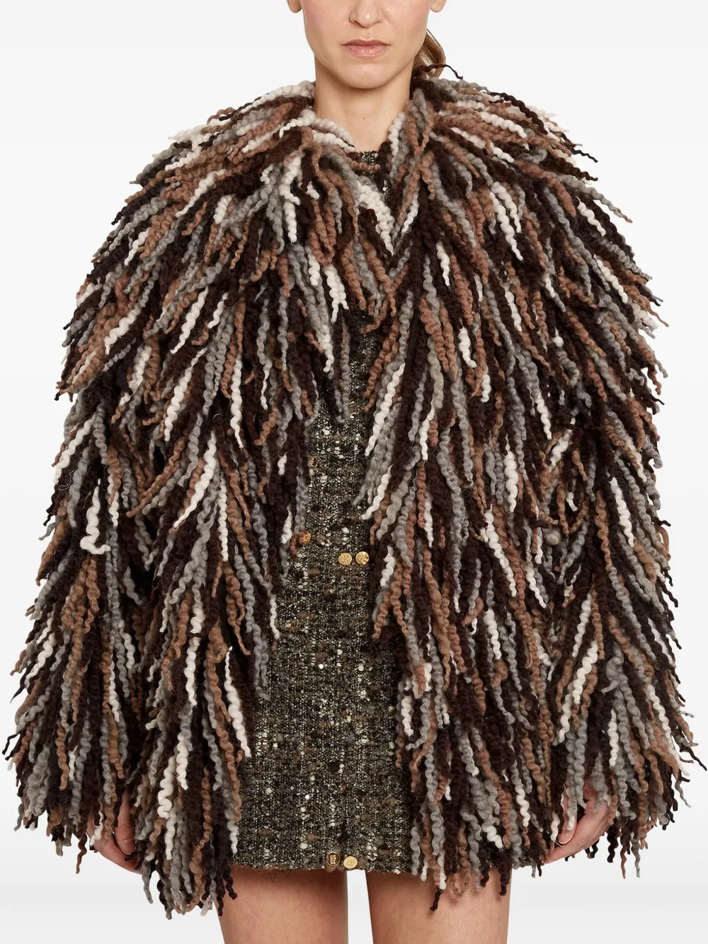 Giambattista Valli Jas met franje Bruin