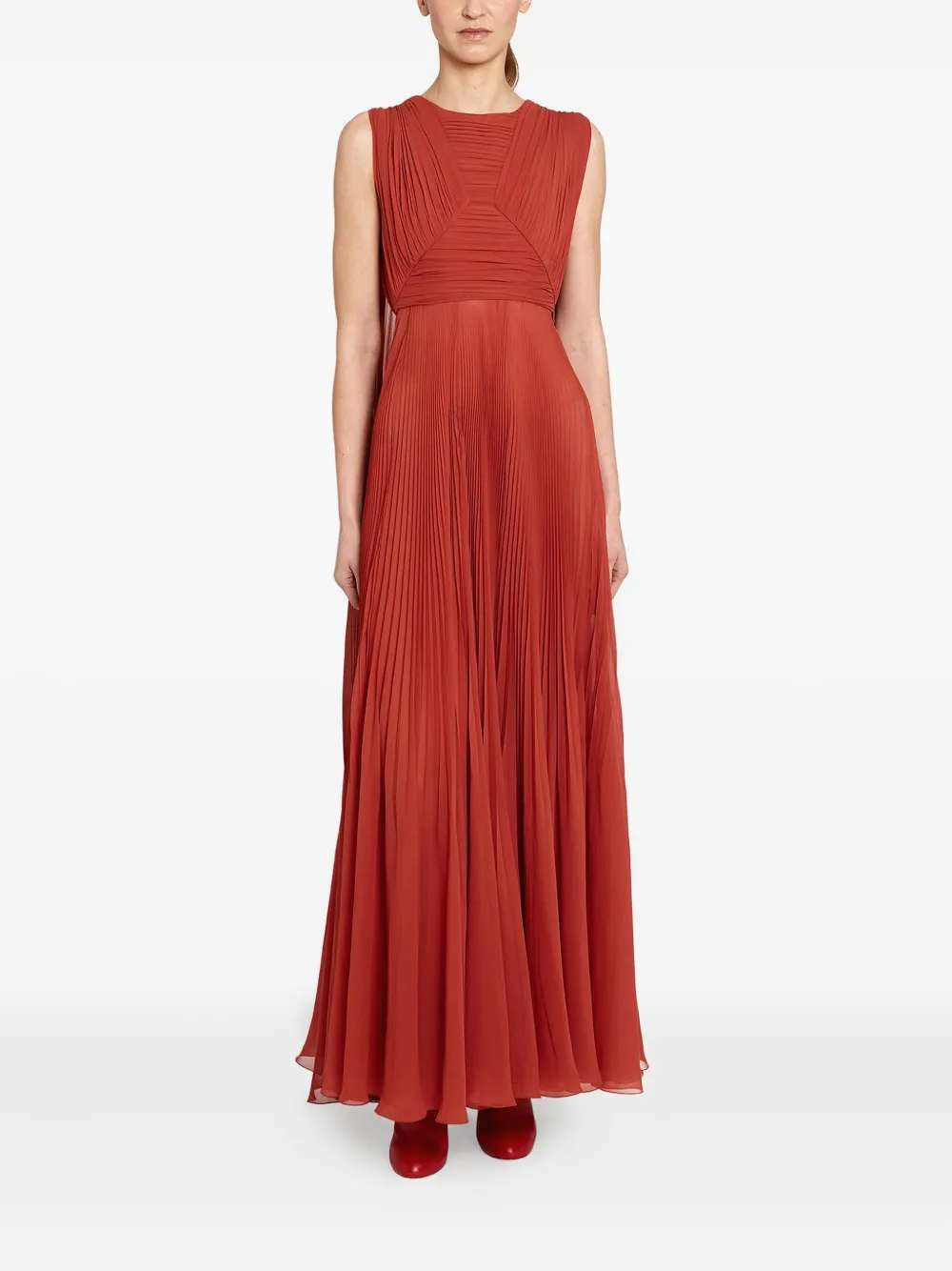 Giambattista Valli Geplooide maxi-jurk - Rood