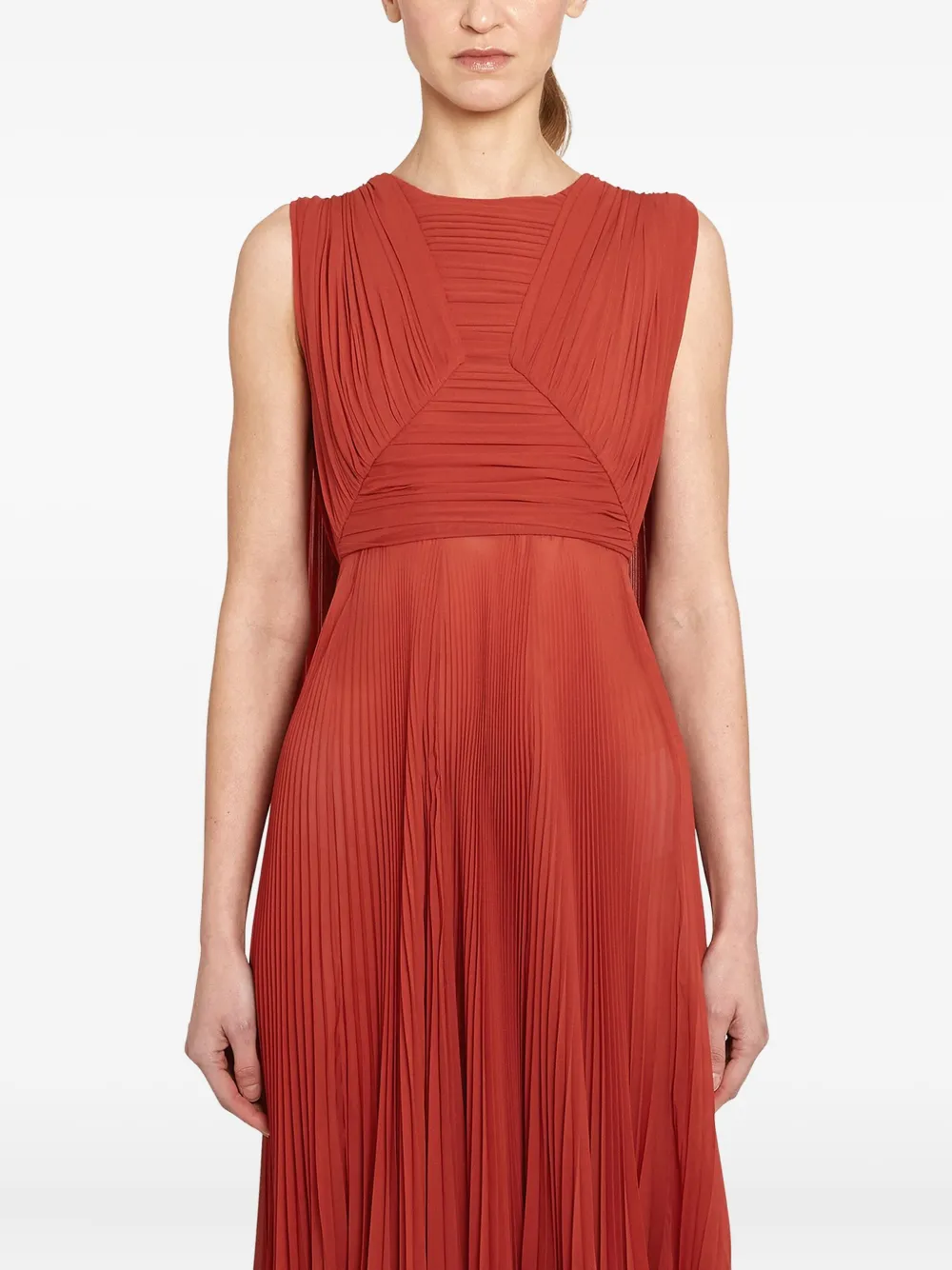 Giambattista Valli Geplooide maxi-jurk Rood
