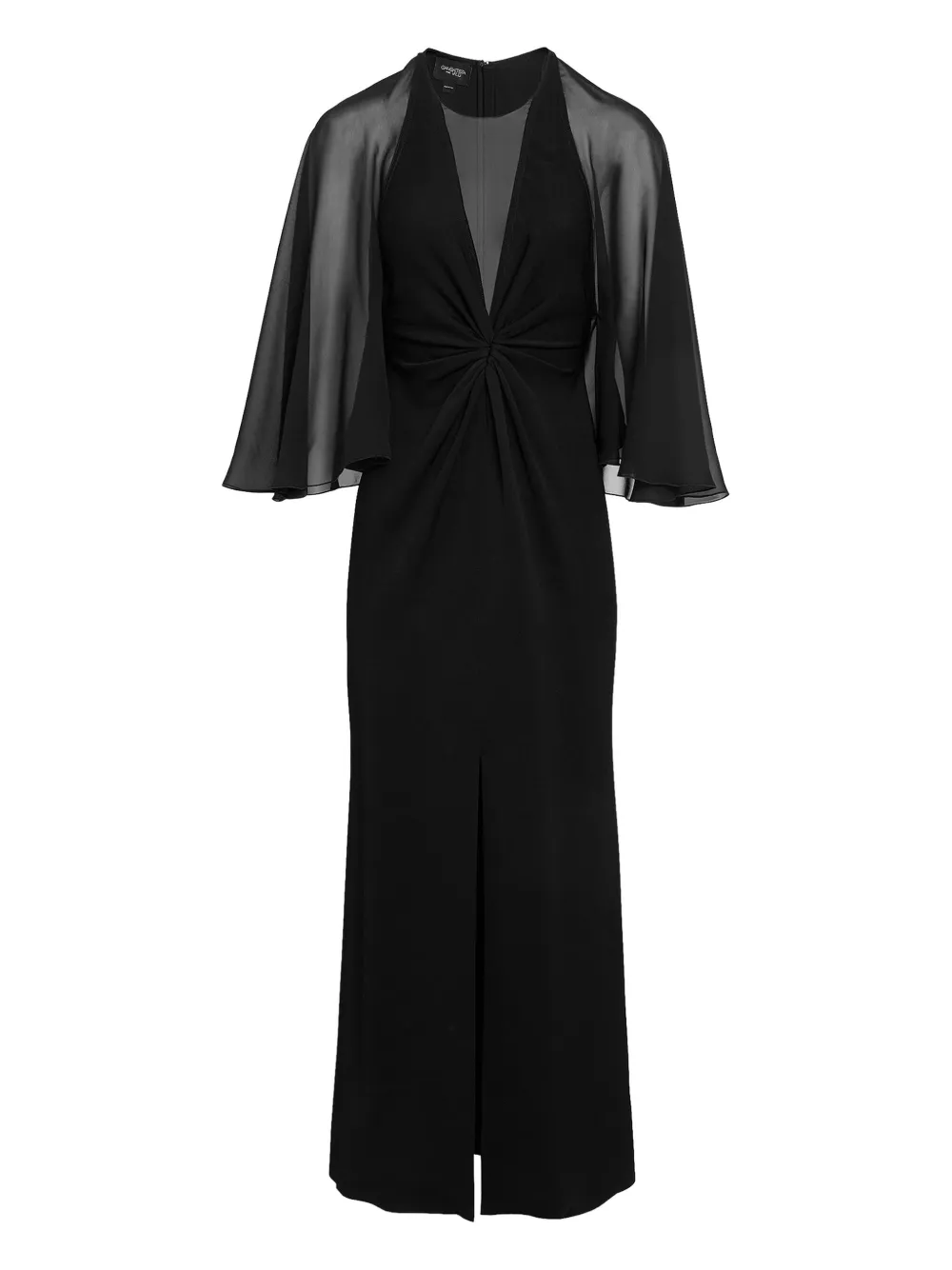 Giambattista Valli Draped-sleeve Midi Dress In Black