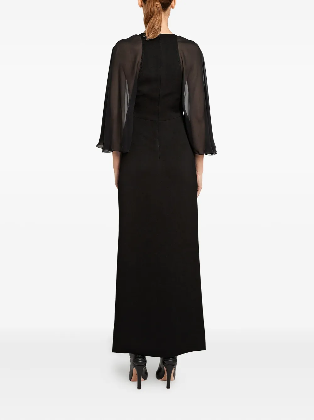 Giambattista Valli Draped-sleeve Midi Dress In Black
