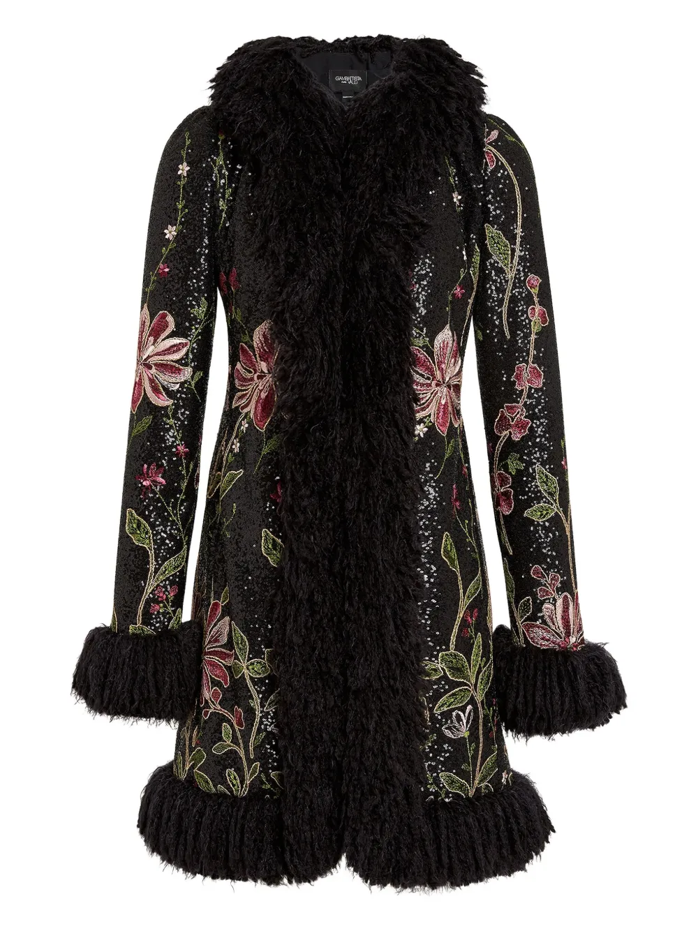 Giambattista Valli sequin-embellished floral-embroidered coat | Black | Image 1