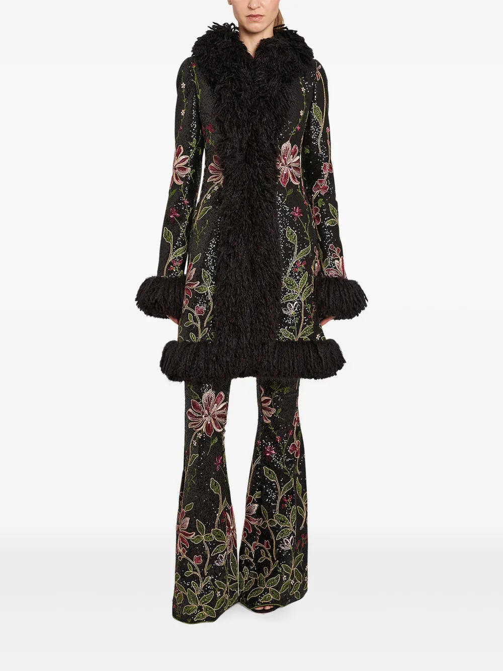 Giambattista Valli sequin-embellished floral-embroidered coat | Faux Fur & Shearling Coats | Image 2