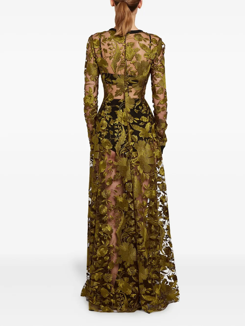 Giambattista Valli Embroidered-floral Maxi Dress In Green