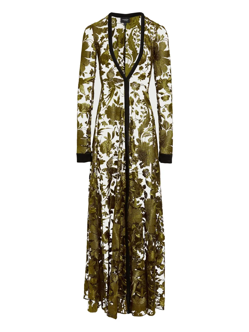Giambattista Valli Embroidered-floral Maxi Dress In Green
