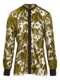 Giambattista Valli floral-embroidered tulle blouse - Green