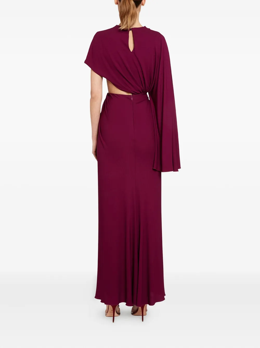 Giambattista Valli Draped Asymmetrical Midi Dress In Burgundy