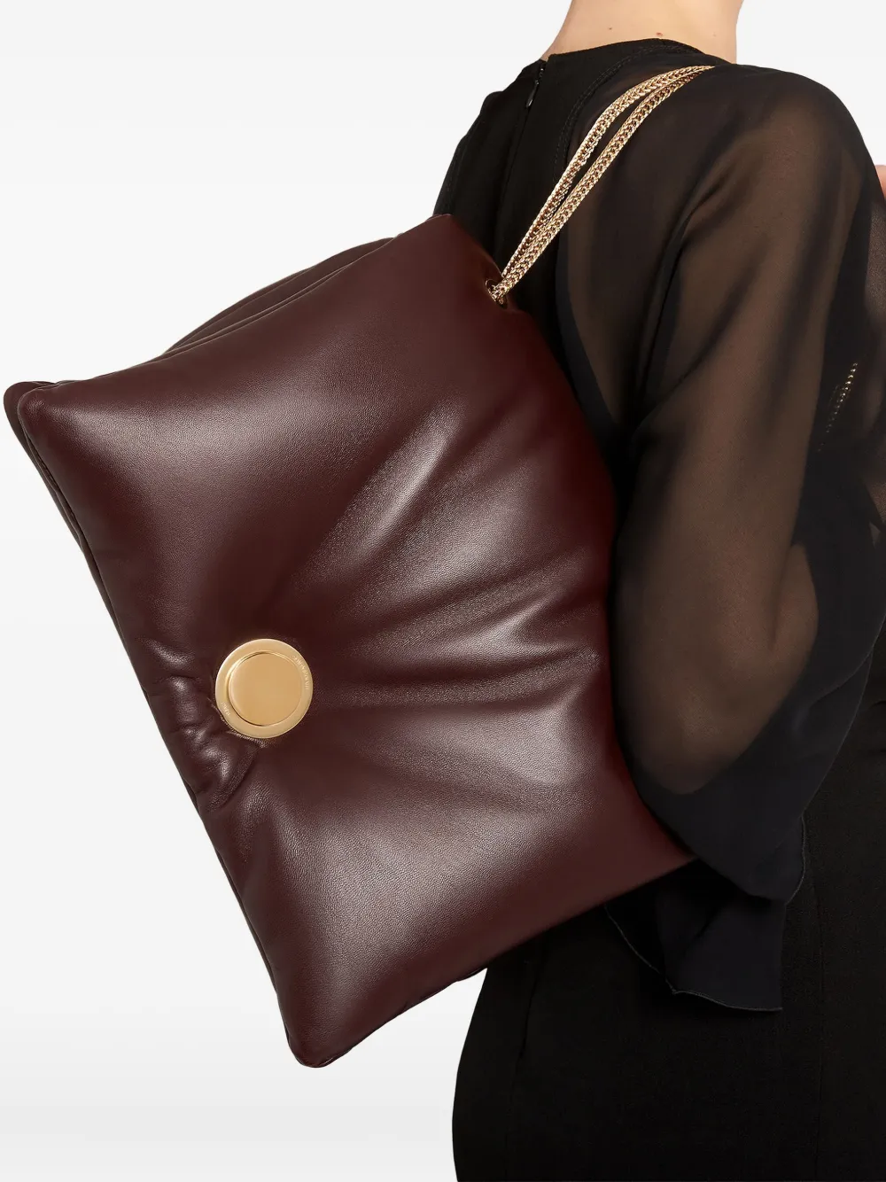 Giambattista Valli Maxi Airbag Chain Shoulder Bag In Brown