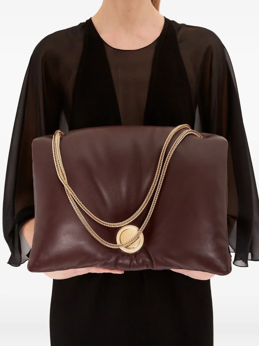 Giambattista Valli Maxi Airbag Chain Shoulder Bag In Brown