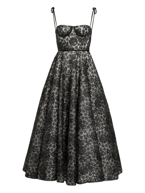 Giambattista Valli floral-embroidered corset midi dress