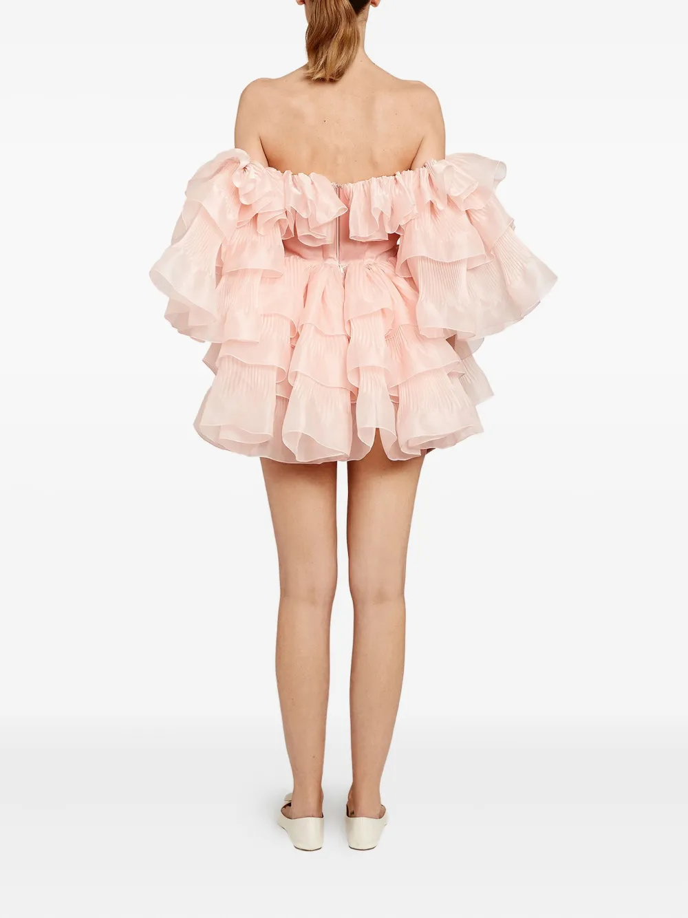 Giambattista Valli Ruffled Off-shoulder Mini Dress In Pink