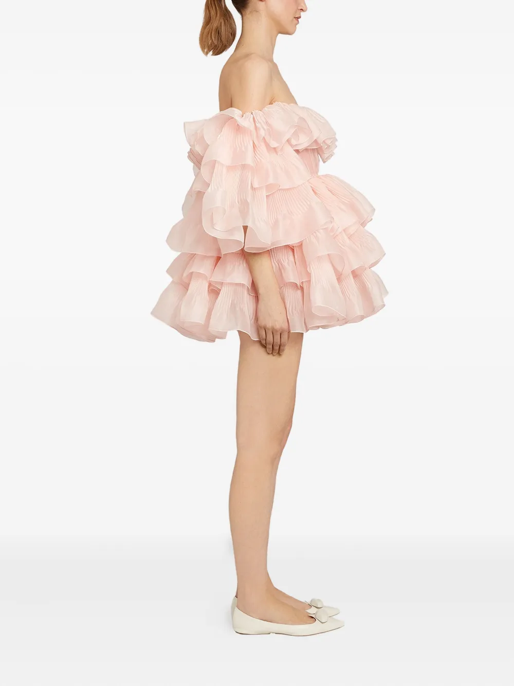 Giambattista Valli Ruffled Off-shoulder Mini Dress In Pink