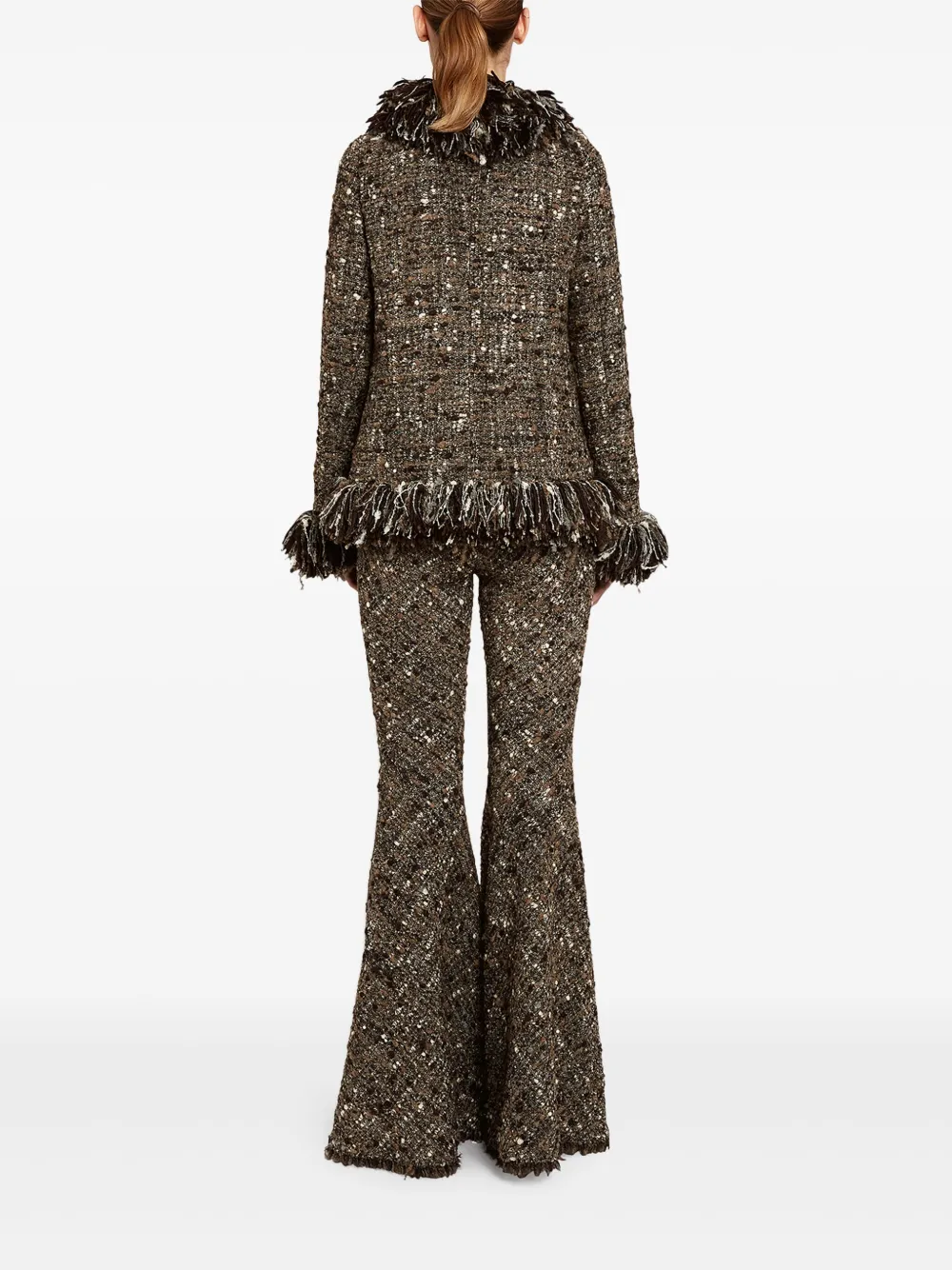 Giambattista Valli Sequin-embellished Flared Trousers In Brown