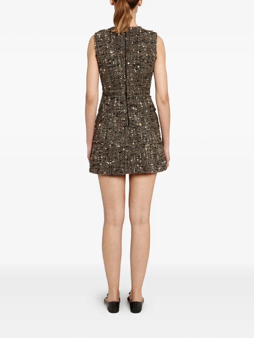 Giambattista Valli Bouclé Button-detail Mini Dress In Brown