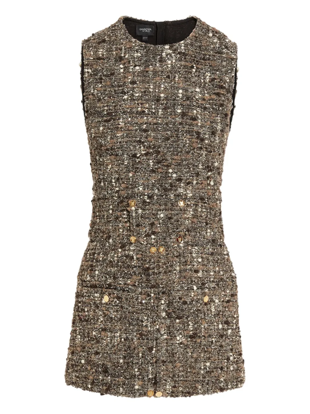 Giambattista Valli Bouclé Button-detail Mini Dress In Brown