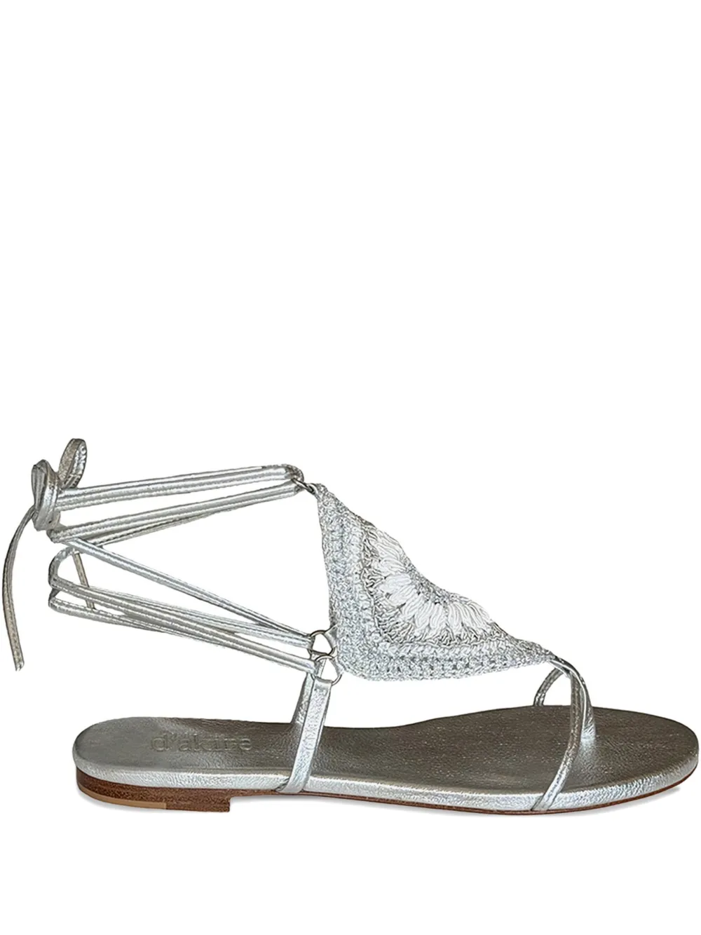 d'akire crochet-embellished ankle-tie sandals - グレー d'akire crochet-embellished ankle-tie sandals - グレー