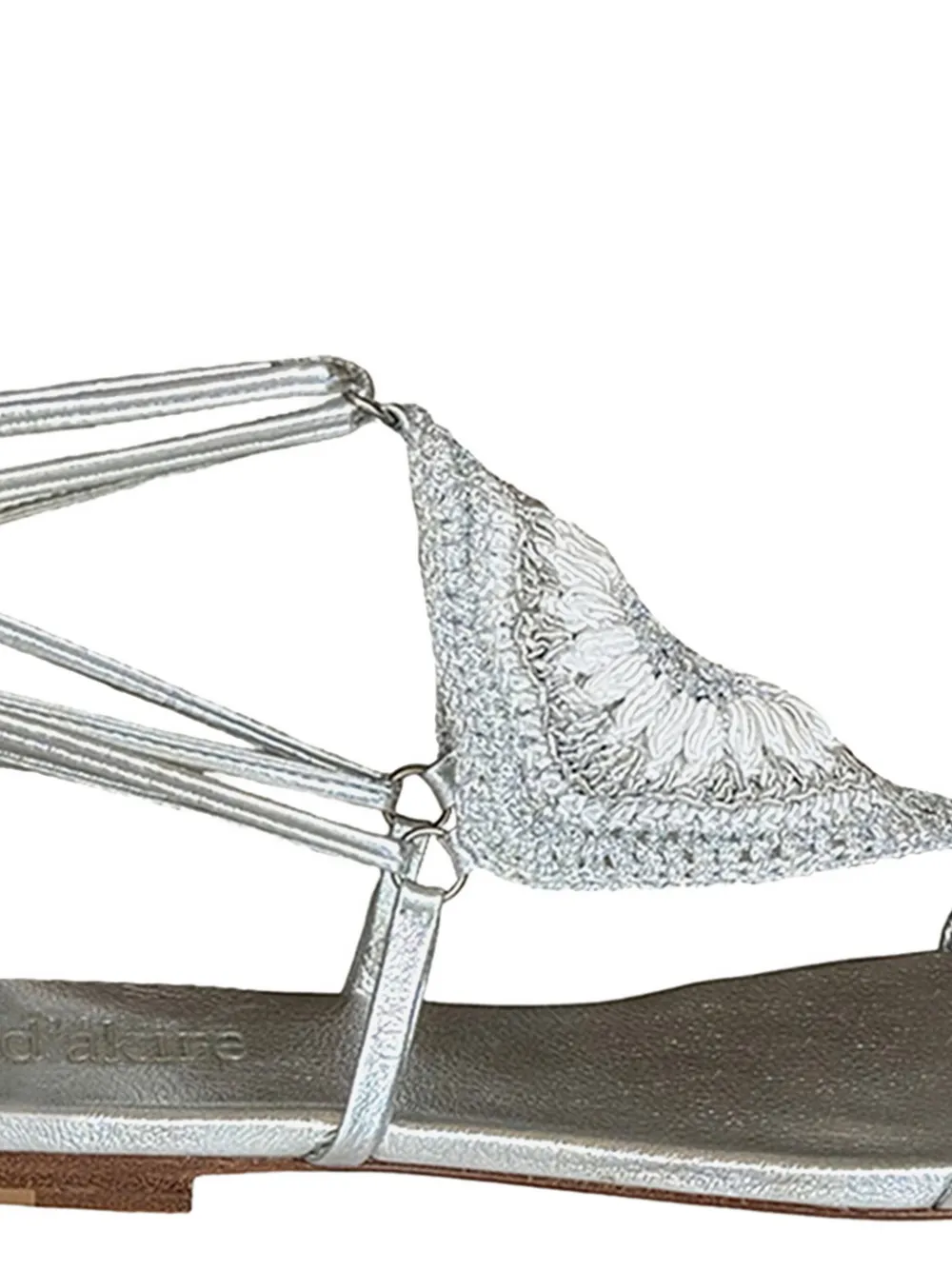 D'akire Crochet-embellished Ankle-tie Sandals In Gray