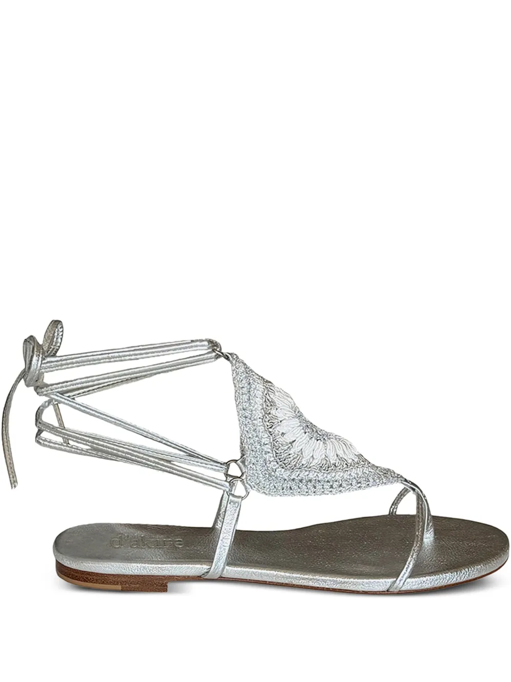 d'akire Gehäkelte Sandalen mit Schnürung | Grau | Image 1