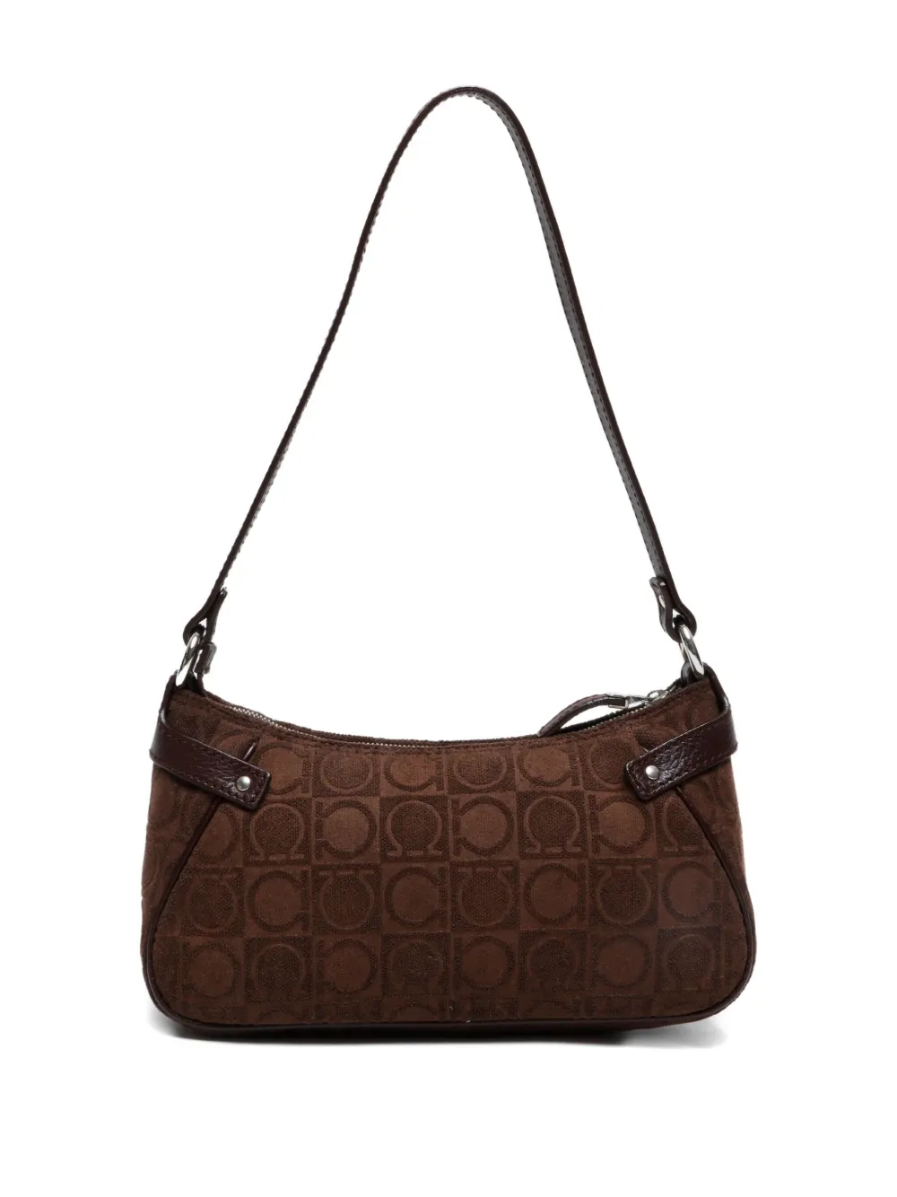 Pre-owned Ferragamo Mini Gancini Monogram Shoulder Bag In Brown