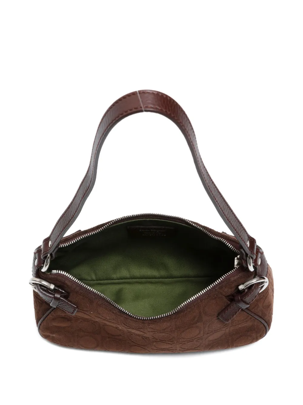Pre-owned Ferragamo Mini Gancini Monogram Shoulder Bag In Brown
