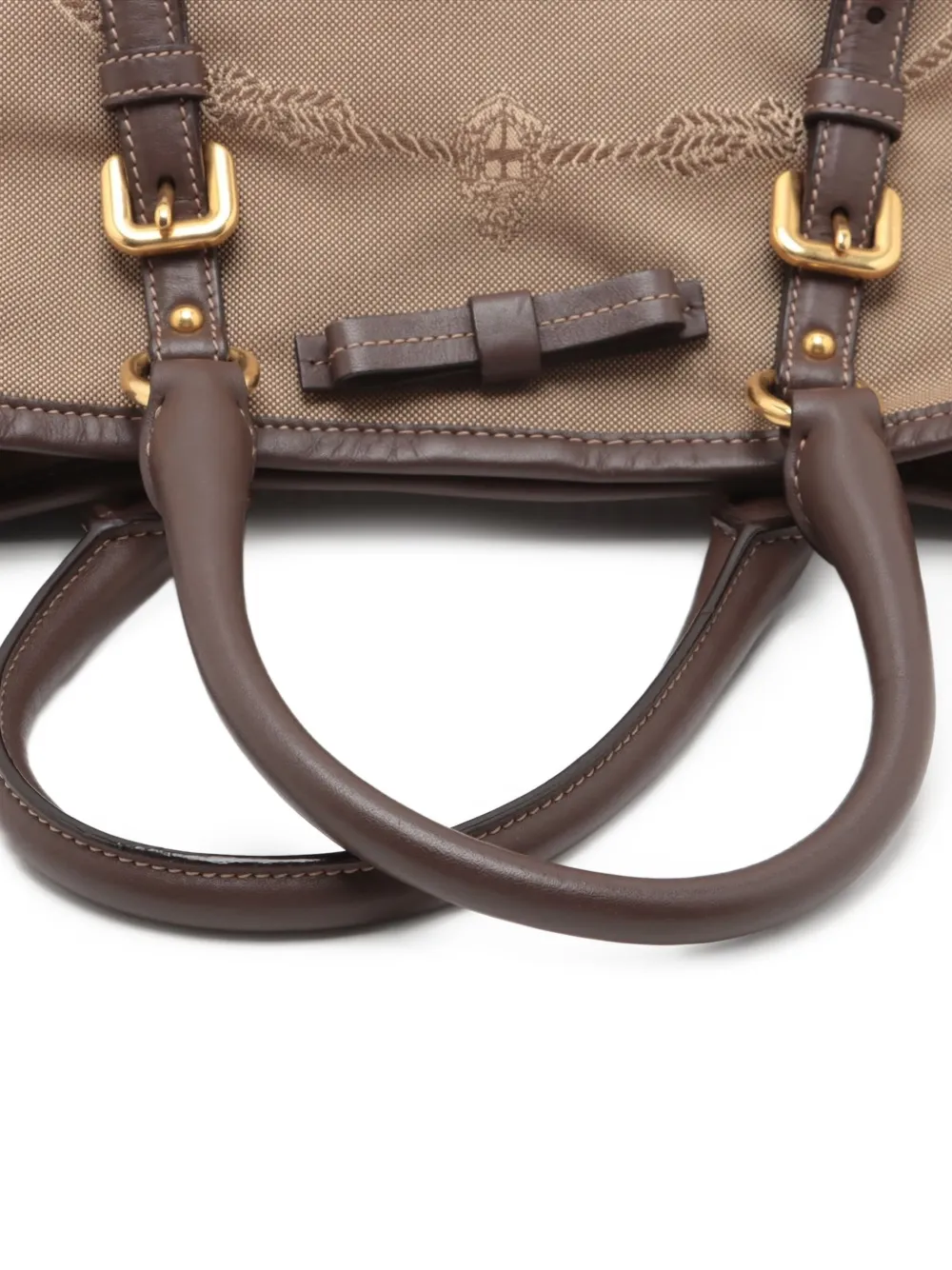 Pre-owned Prada Jacquard 2way Tote Bag In Brown