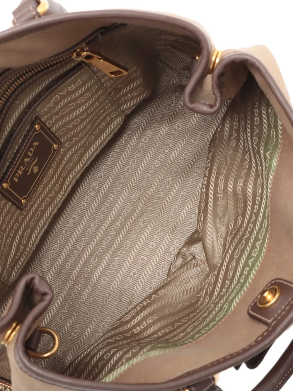 Pre-owned Prada Jacquard 2way Tote Bag In Brown