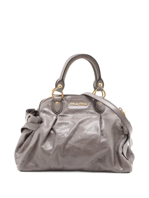 Miu Miu Pre-Owned pleated leather tote bag