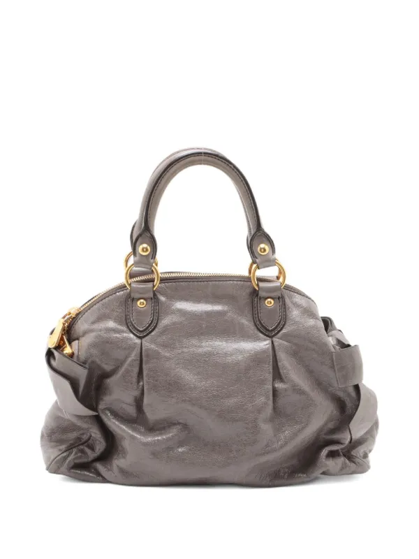 miu miu グレー レザー バッグ