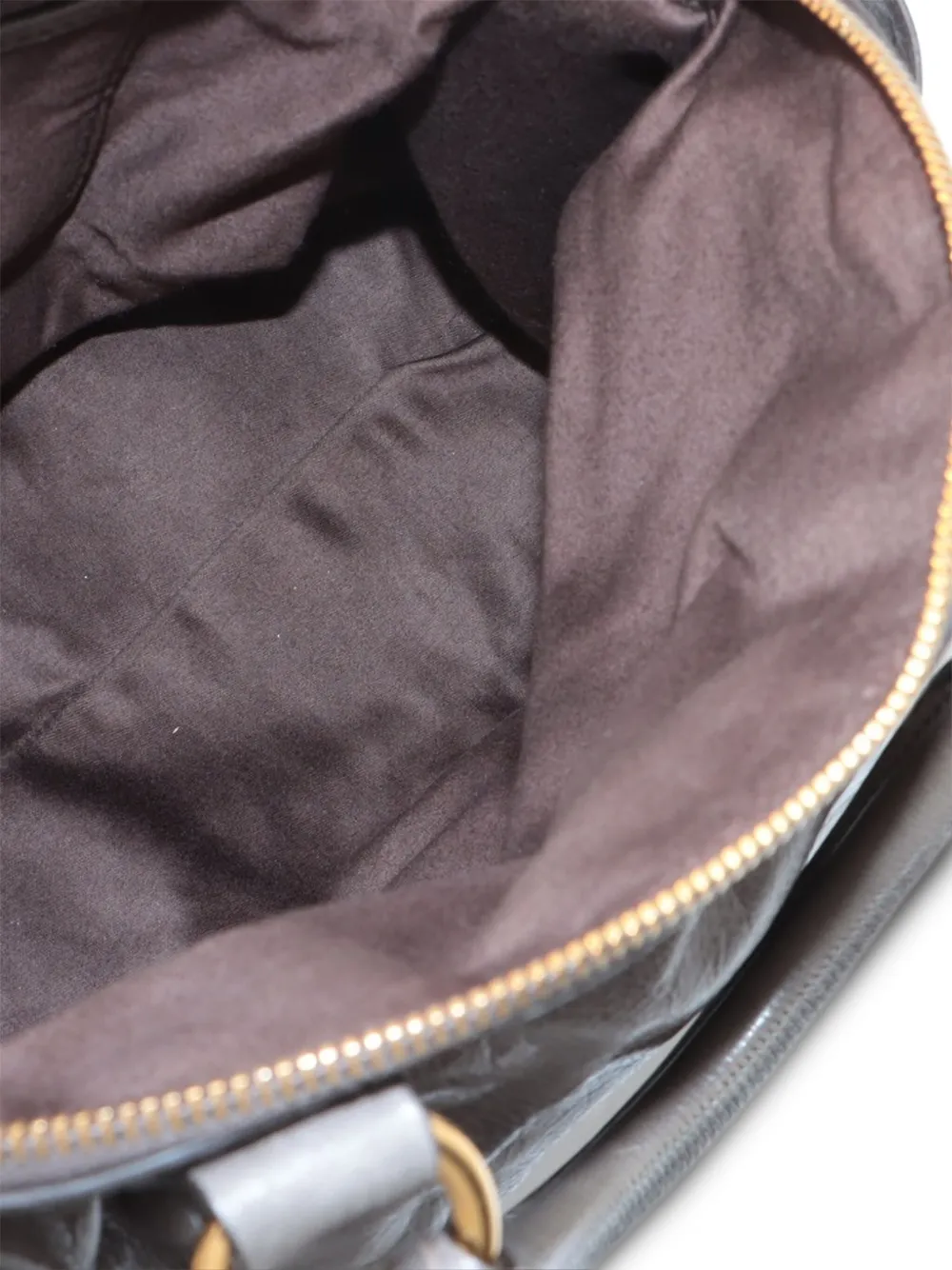 Pre-owned Miu Miu Pleated Leather Tote Bag In Gray