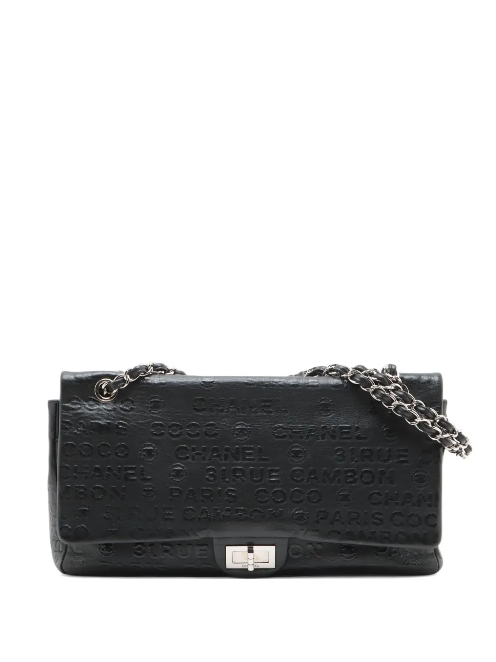 Pre-owned Chanel Reissue Maxi Double Flap Shoulder Bag In Black