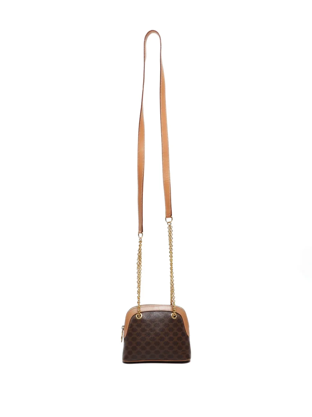 Pre-owned Celine Macadam Mini Chain Shoulder Bag In Brown