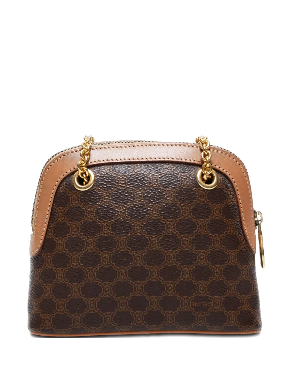 Pre-owned Celine Macadam Mini Chain Shoulder Bag In Brown