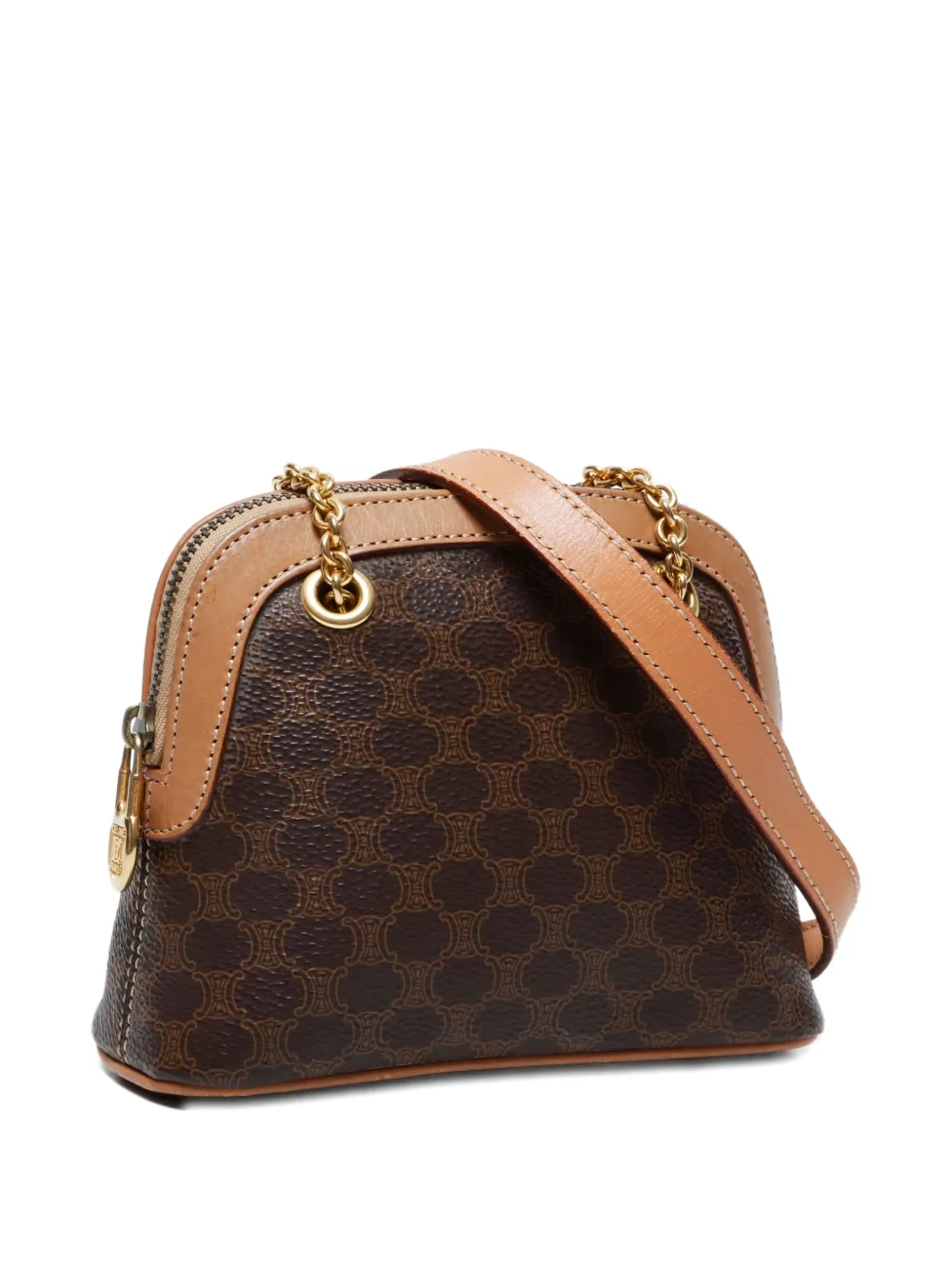 Pre-owned Celine Macadam Mini Chain Shoulder Bag In Brown