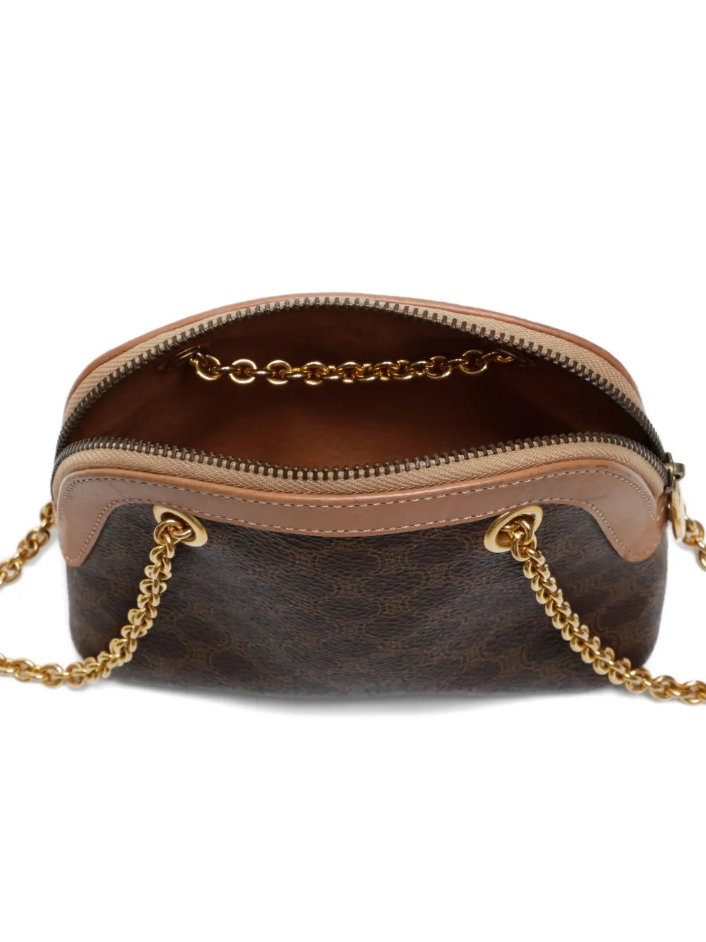 Pre-owned Celine Macadam Mini Chain Shoulder Bag In Brown
