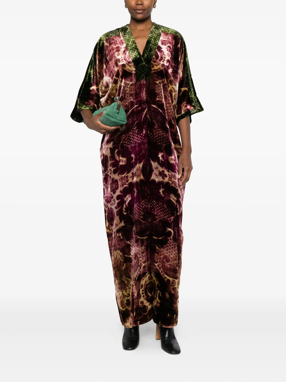 Pierre-Louis Mascia V-neck velvet maxi dress - Bruin