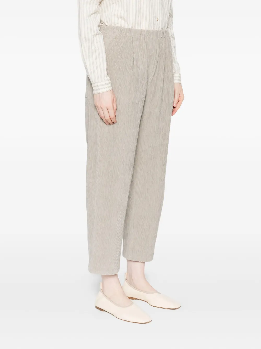 Apuntob Ribbed Elastic-waist Trousers In Neutral