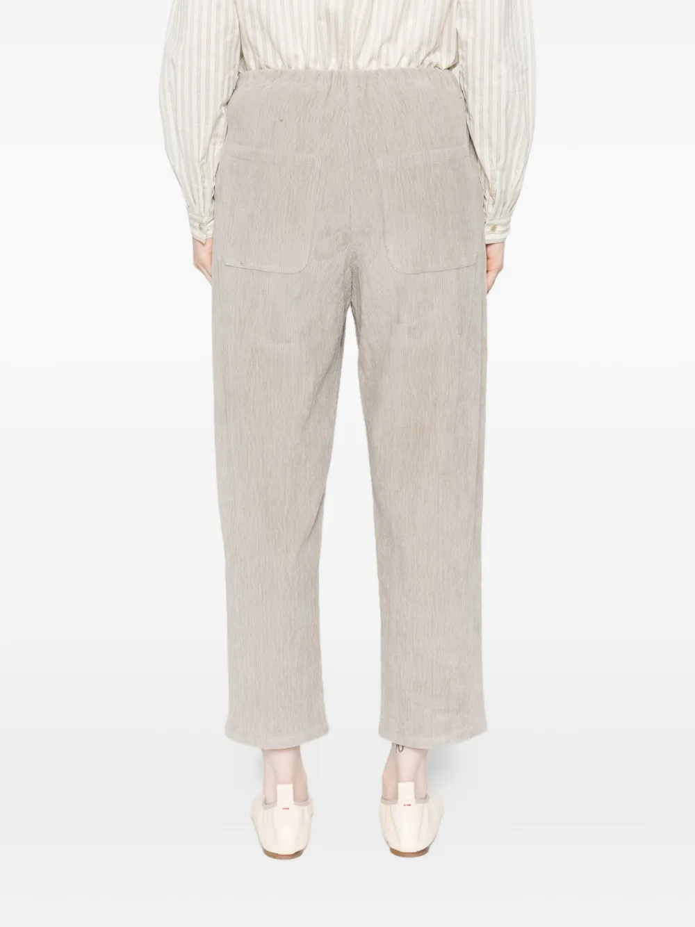 Apuntob Ribbed Elastic-waist Trousers In Neutral