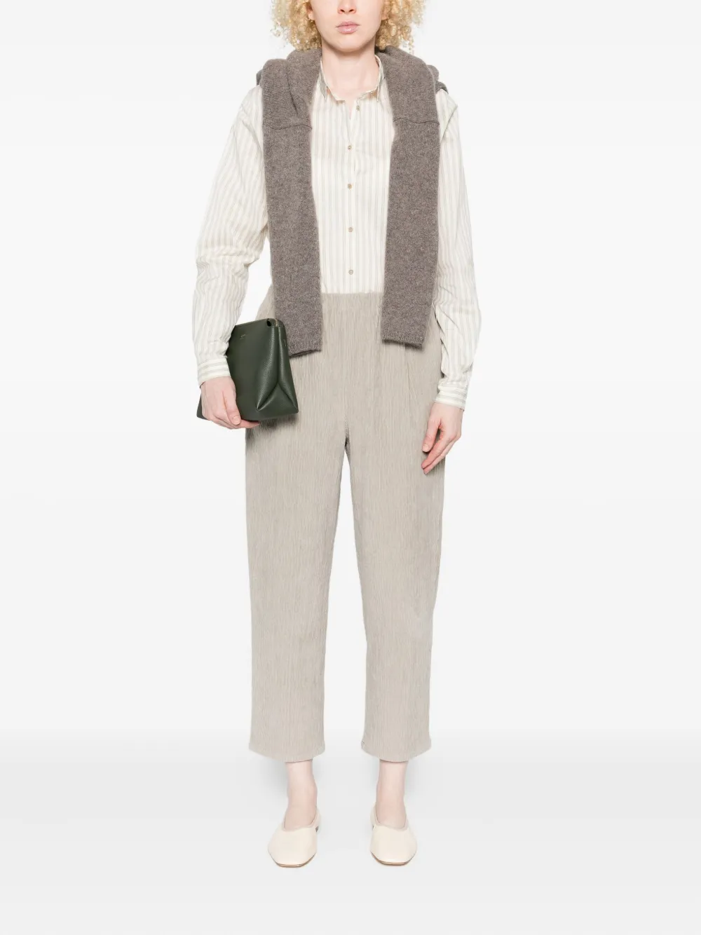 Apuntob ribbed elastic-waist trousers - Beige
