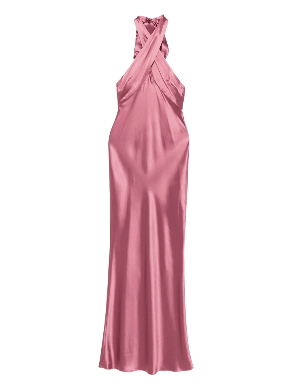 Retrofete cross-front satin dress | Pink | Image 1