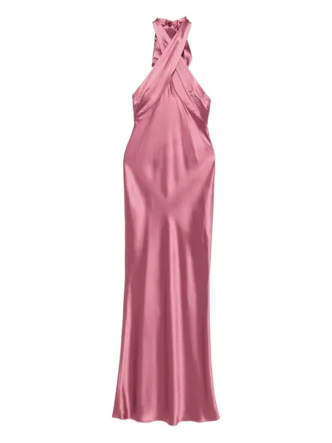 Retrofete cross-front satin dress