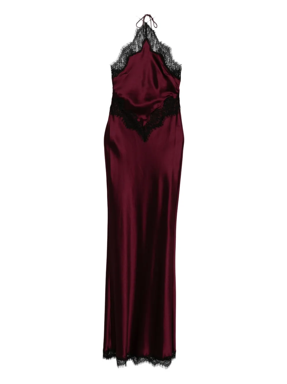 Retroféte Everly Lace-trimmed Satin Dress In Burgundy