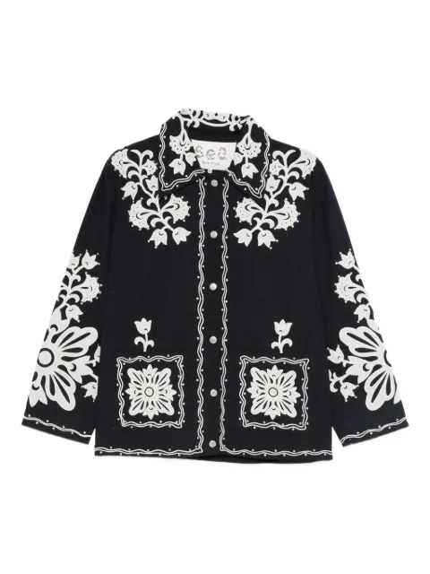 Sea floral-embroidered buttoned jacket