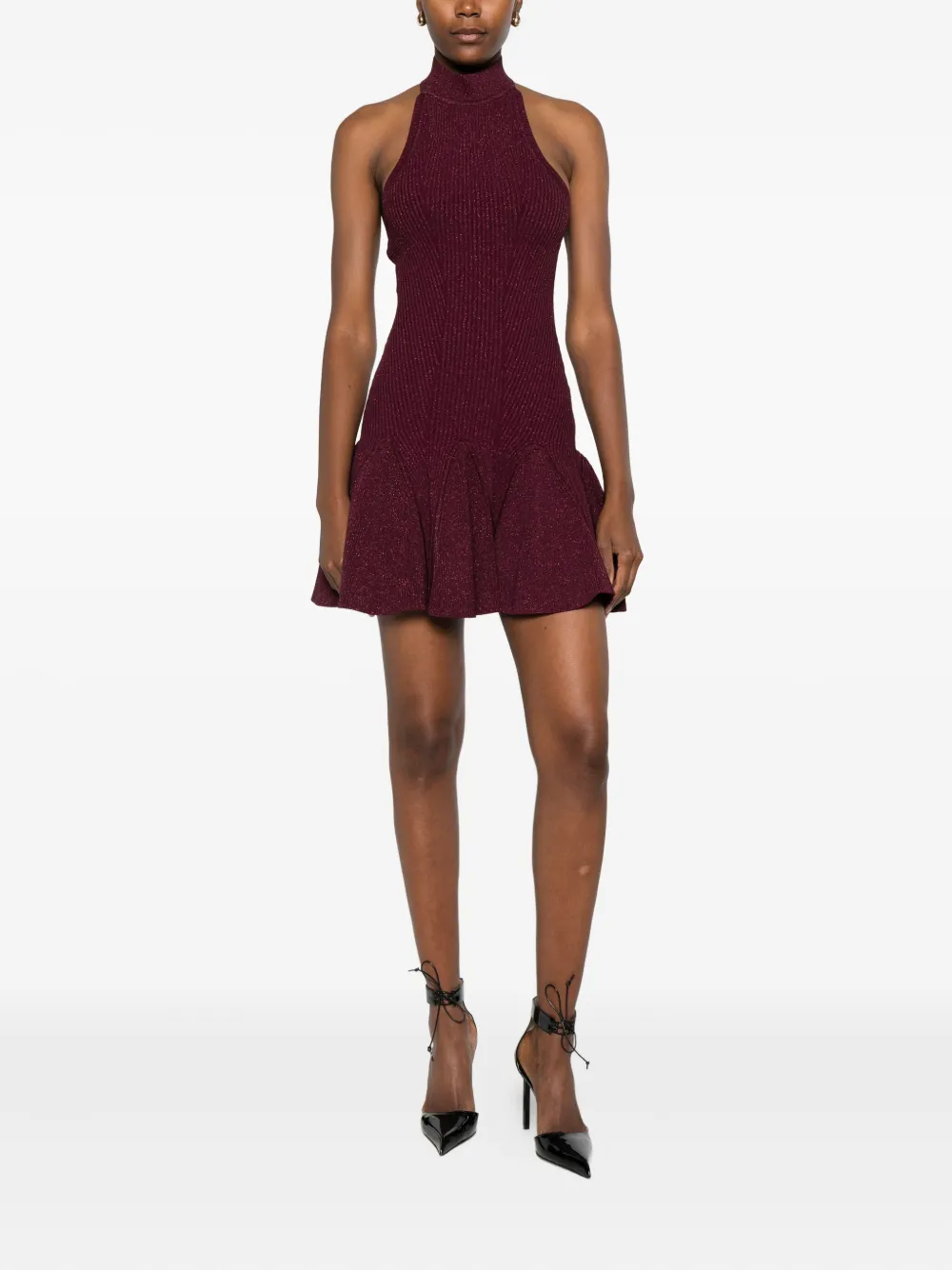 Retrofete Quinn halterneck flared mini dress - Rood