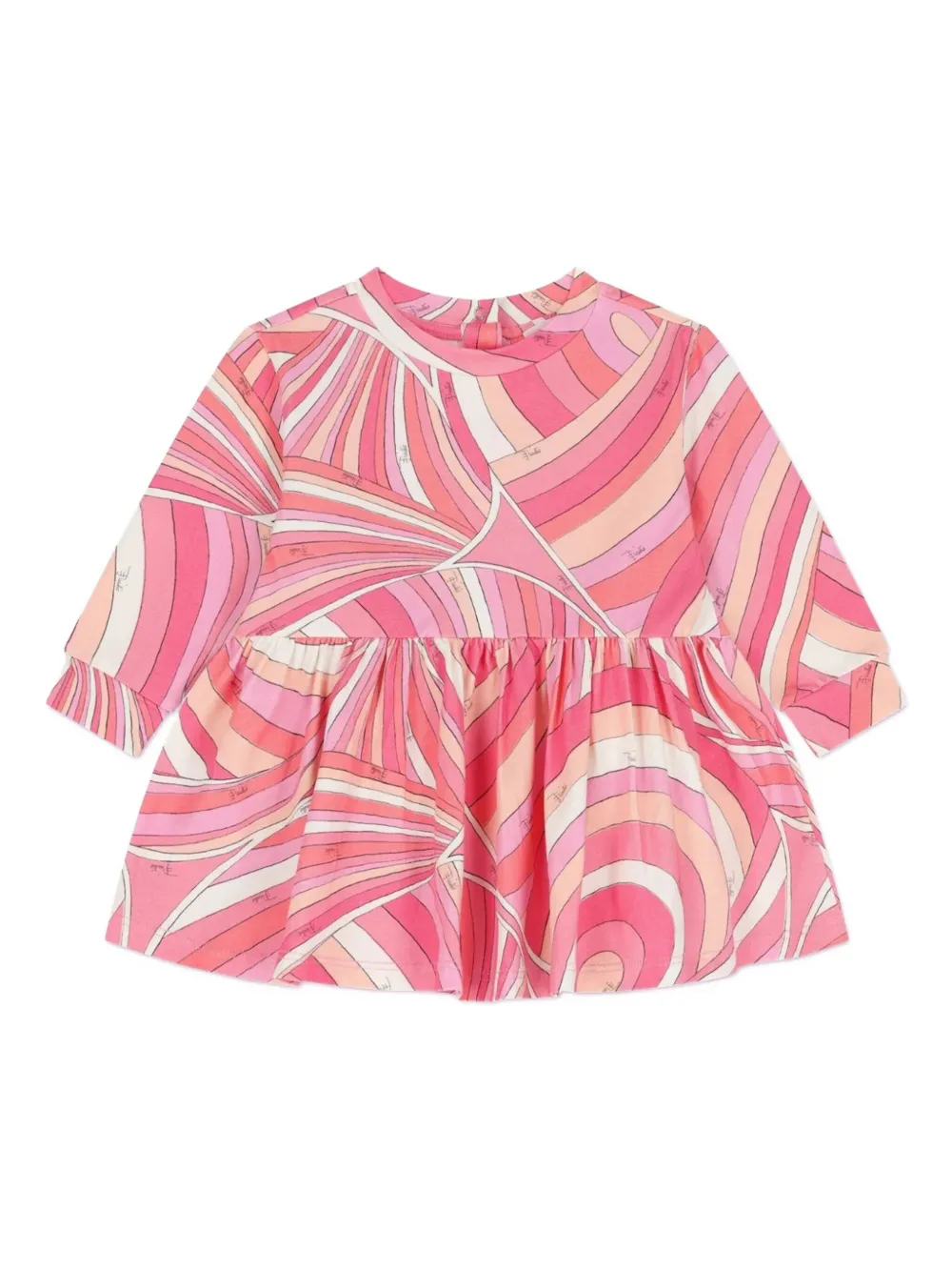 Pucci Junior Printed Long-sleeves Dress In Pink