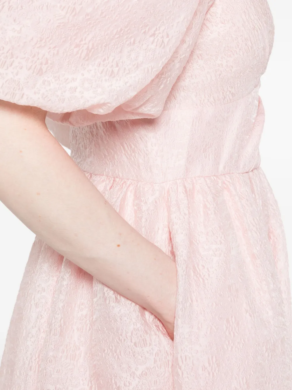 Sea Midi-jurk met pofmouwen en V-hals Roze