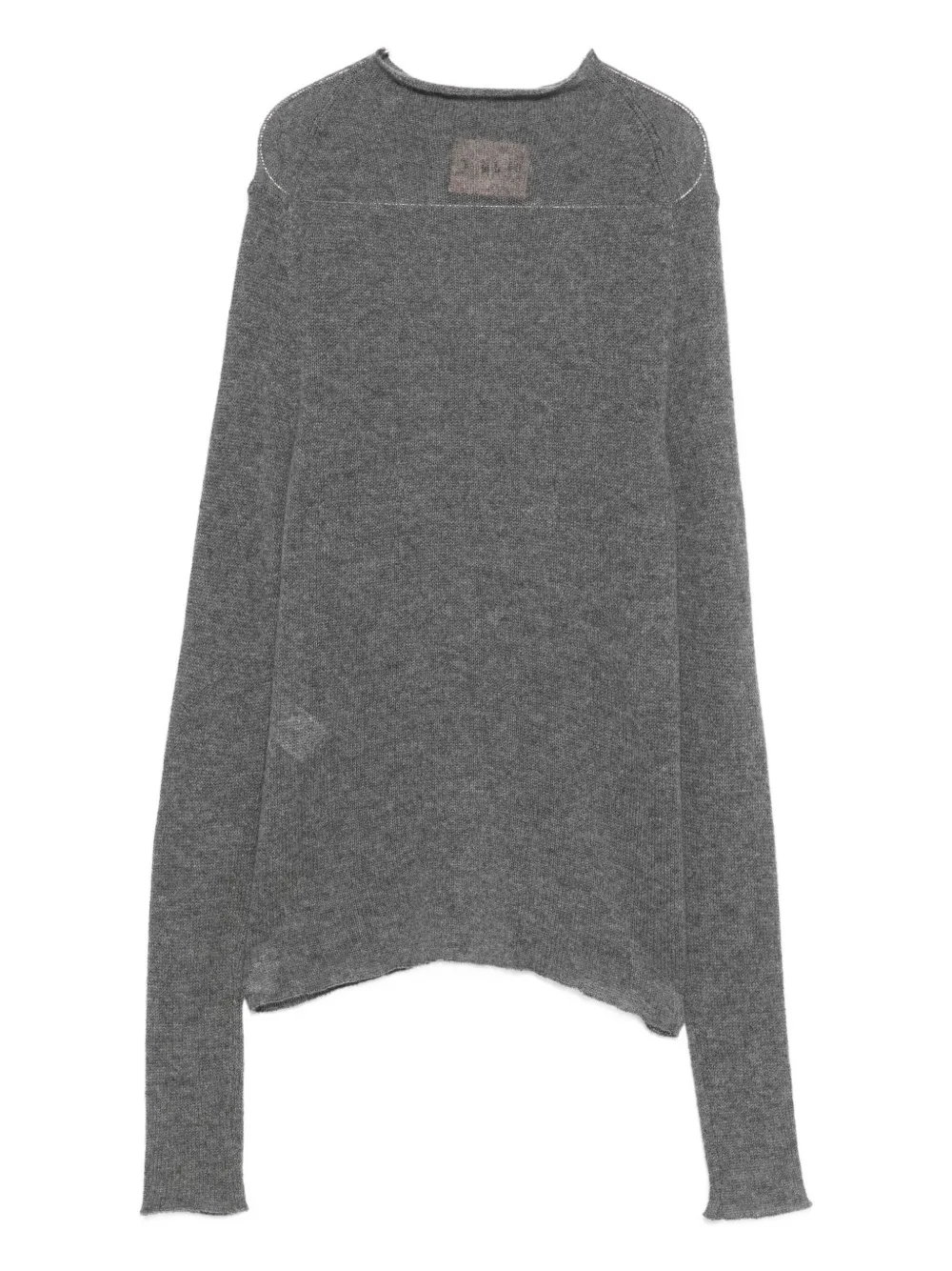Plan C Crew-neck Raw-edge Knit In Gray