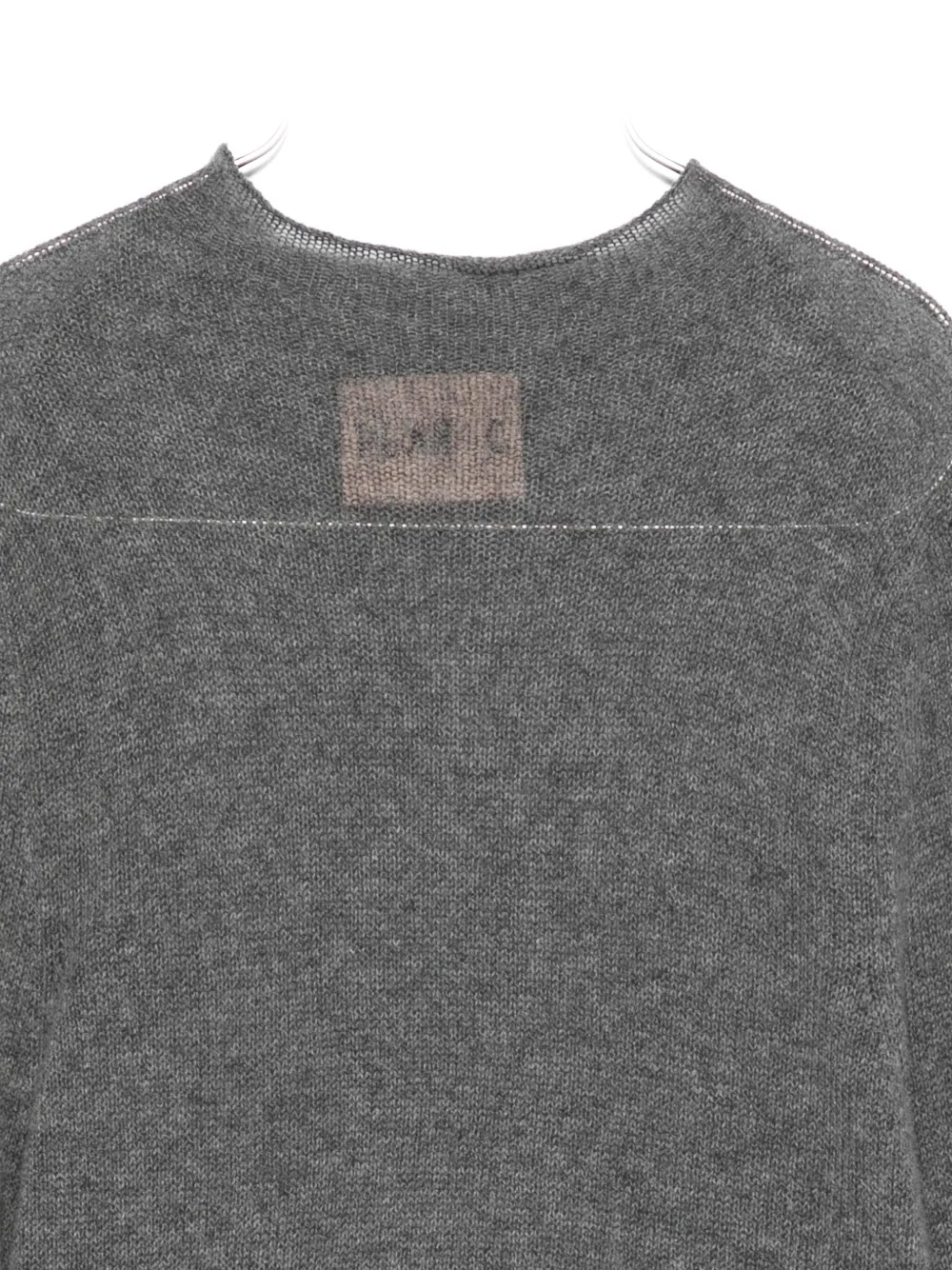 Plan C Crew-neck Raw-edge Knit In Gray