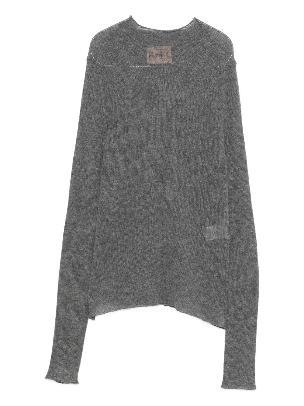 Plan C Crew-neck Raw-edge Knit In Gray