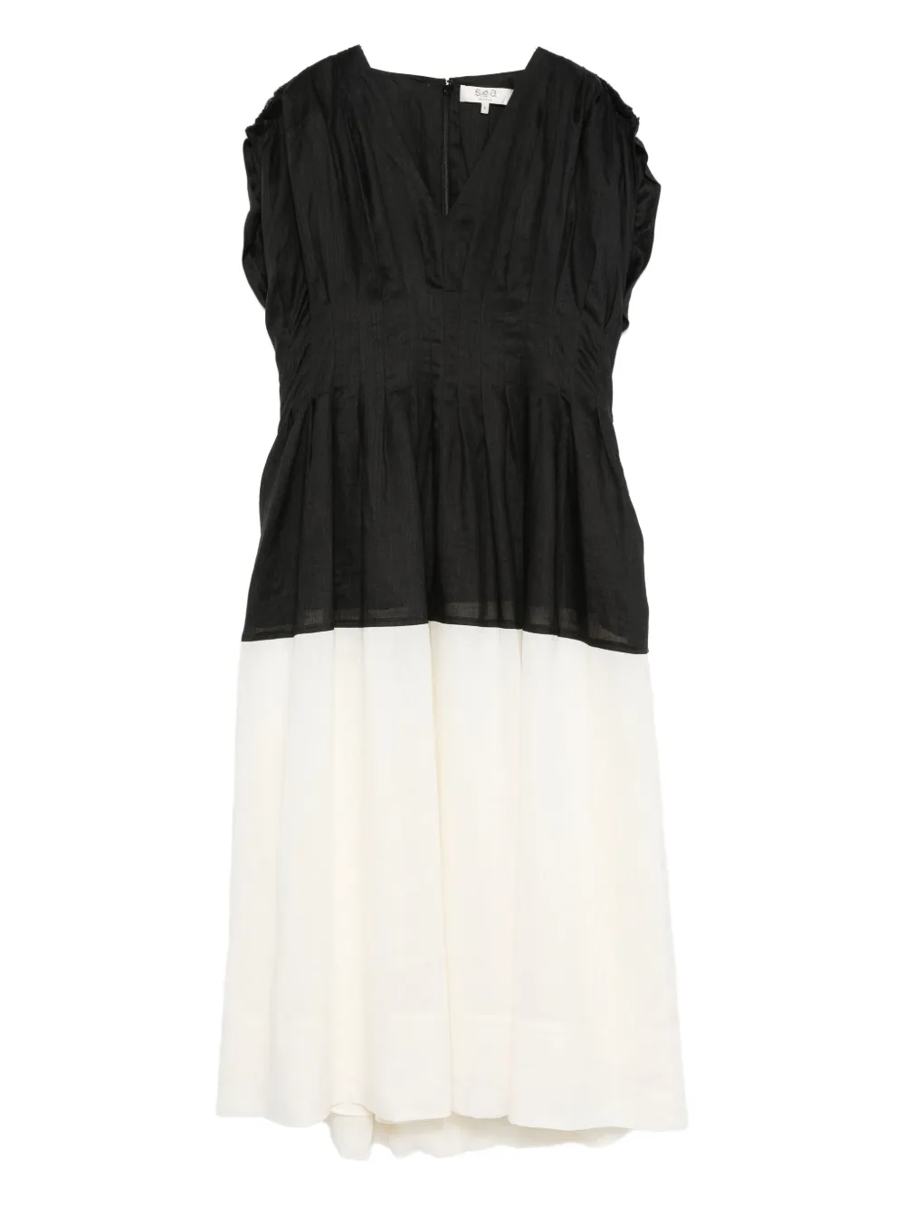 Sea pleated V-neck mini dress | Black | Image 1
