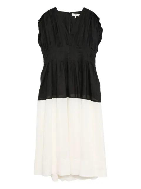 Sea pleated V-neck mini dress